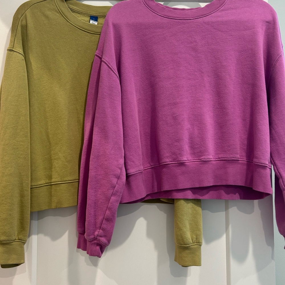 Old Navy Olive and Pink Sweatshirts
